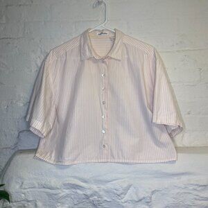 Ann Taylor cropped striped button up